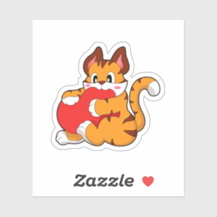 Sticker Chat tigre à l'amour avec coeur.PNG