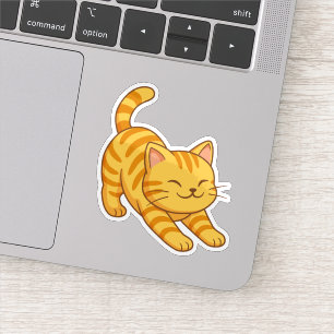 Sticker Chat Tigre Orange Étiré