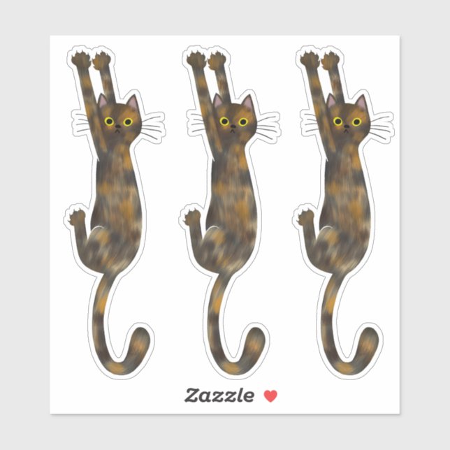 Sticker Chat Tortoise Coque Accroché | Drôle Tortie Cat (Feuille)