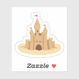 Sticker Château de sable Été sur la plage dessiné à la m