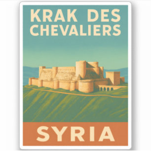 Sticker Château du Vintage voyage rétro Krak des Chevalier