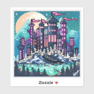 Sticker Château foncé coloré la nuit