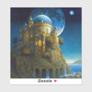 Sticker Château Imaginaire Lune Paysage