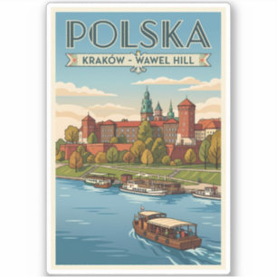 Sticker Château royal de Wawel en Pologne Illustration Art