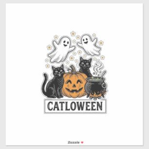 Sticker Chatloween Chat Fantôme Vintage Design de Chemise 