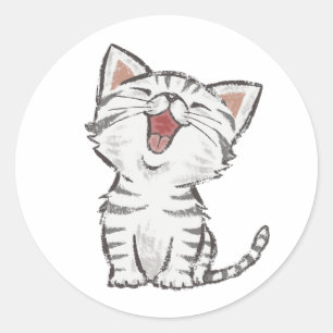 Sticker chaton à mâcher joyeux gris (gris)