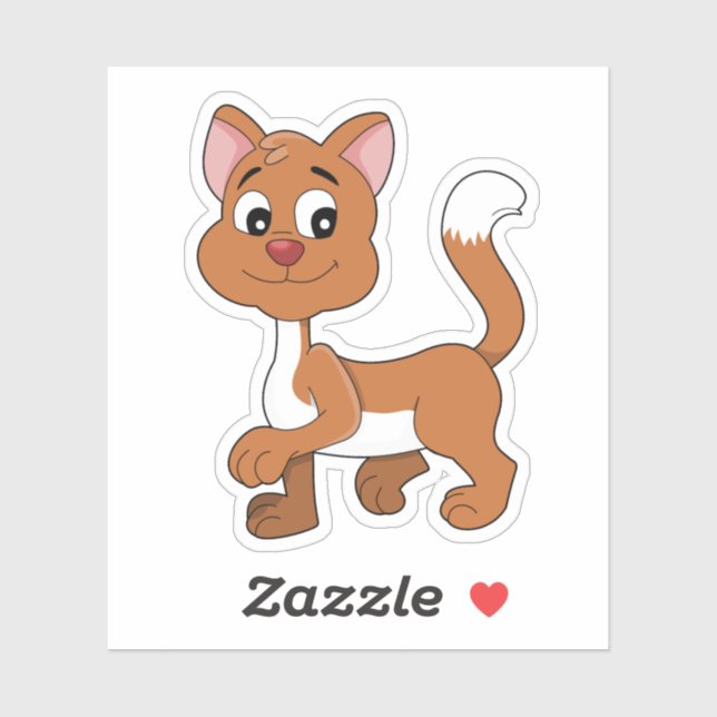 sticker chaton au gingembre mignon (Feuille)