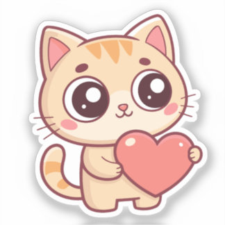 Sticker Chaton Coeur Doux