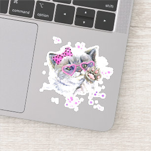 Sticker Chaton mignon d'aquarelle