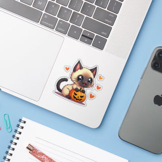 Sticker Chaton siamois kawaii – Chibi Halloween