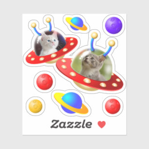 Sticker Chatons Chats dans les OVNI Soucoupes volantes Mig