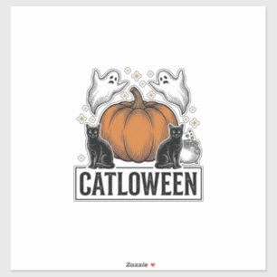 Sticker Chatoween Chat Noir Fantôme Halloween Conception V