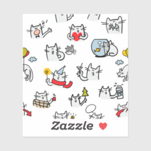 Sticker Chats amusants, lait et magie.
