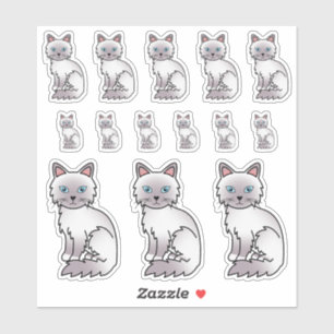 Sticker Chats de dessin animé mignons Birman / Ragdoll au 