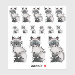 Sticker Chats de dessin animé mignons Birman/Ragdoll Tabby