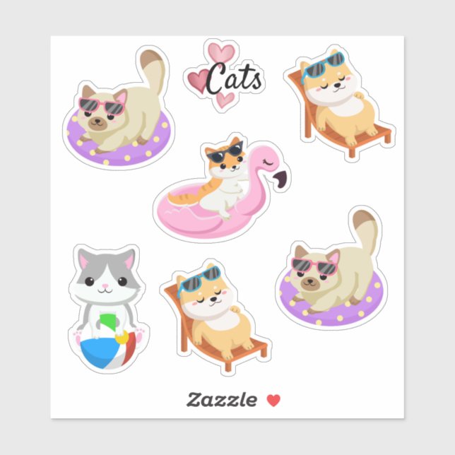 Sticker Chats d'été (Feuille)
