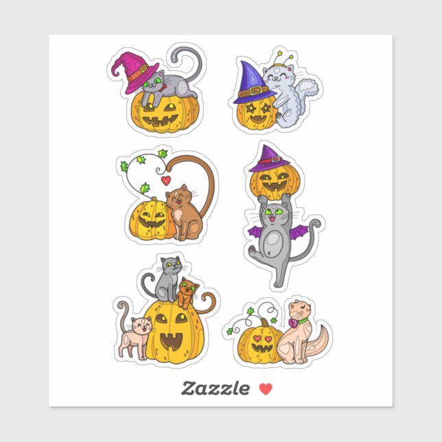 Sticker Chats d'Halloween (Feuille)