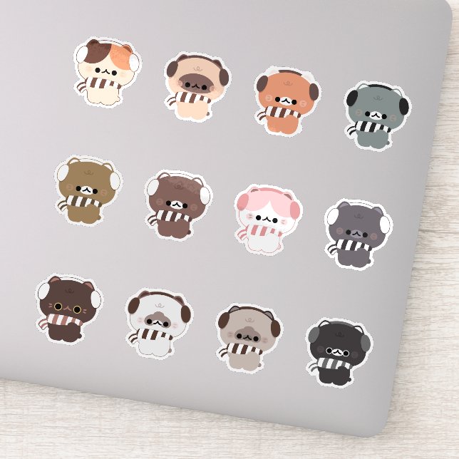 Sticker Chats hiver automne Noël (Détail)