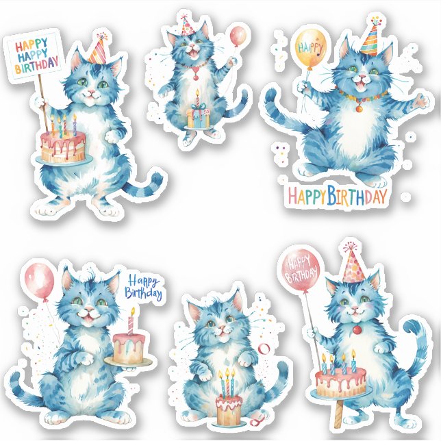 Sticker Chats Joyeux anniversaire (Devant)