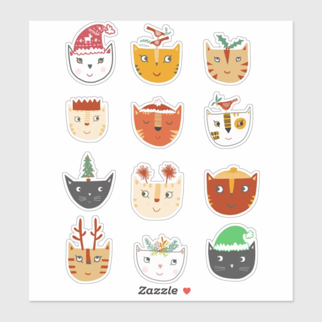 Sticker Chats Kitty Christmas (Feuille)