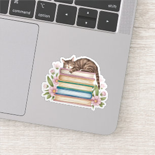 Sticker Chats, livres et fleurs