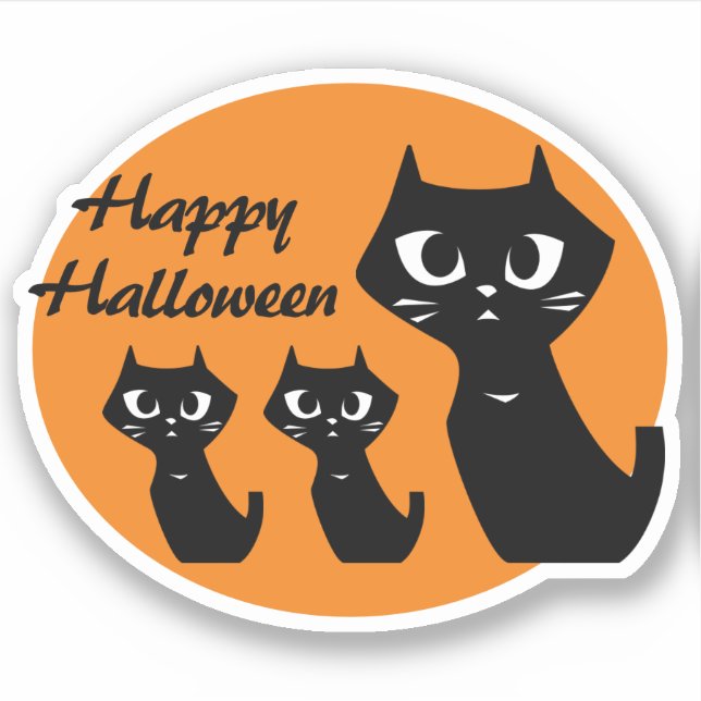 Sticker Chats noirs chanceux d'Halloween (Devant)