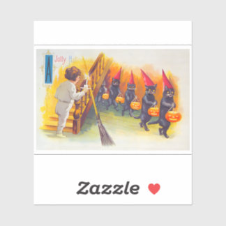 Sticker Chats noirs d'Halloween vintage