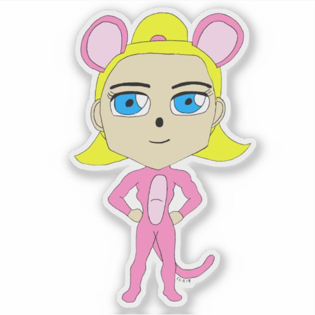 Sticker chatte rose (Devant)