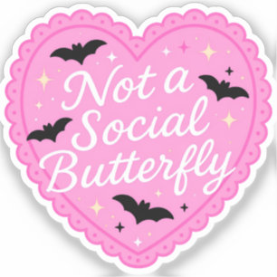 Sticker Chauve-souris anti-sociale Cœur Goth Rose   Kawa G