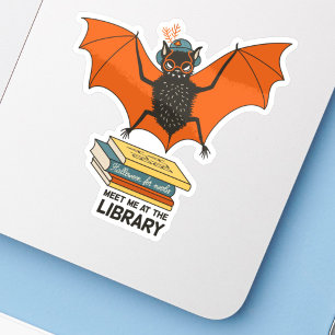 Sticker Chauve-souris lectrice   Bibliothécaire fantaisist