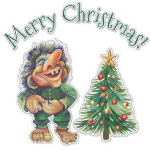 Sticker Cheeky Christmas Troll et Tree Delight