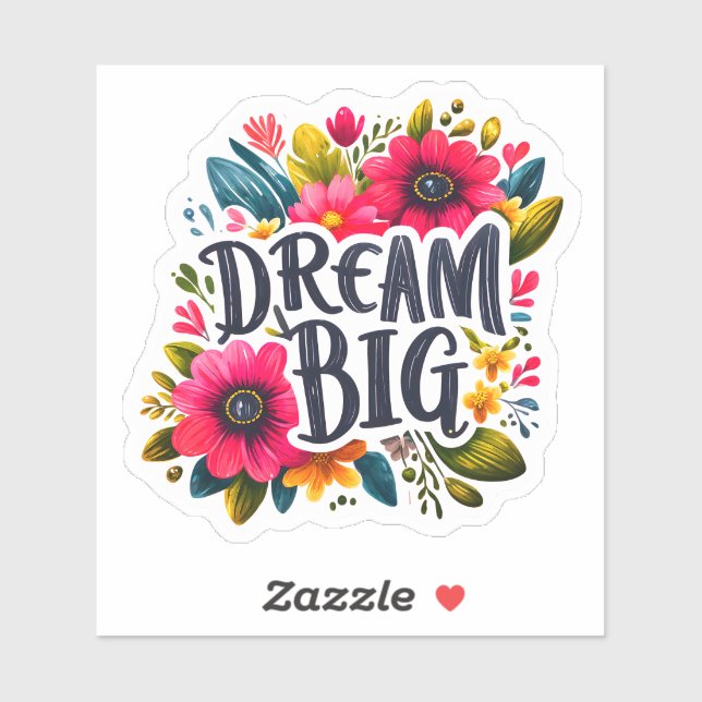 Sticker Cheerful Design: Bright Flowers & Words (Feuille)