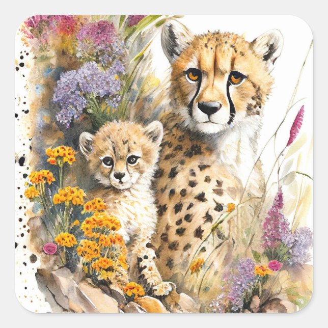 Sticker Cheetah Baby et Maman (Devant)