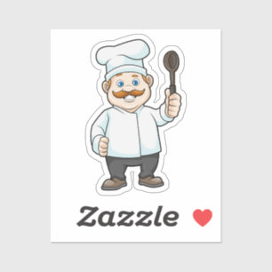 Sticker Chef avec casquette et cuillère à soupe du chef