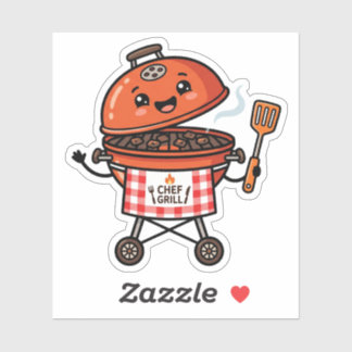 Sticker Chef de grill BBQ Kawaii Cute Fête des Pères