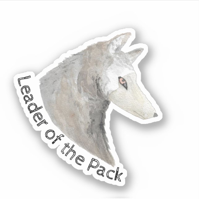 Sticker Chef du Pack Aquarelle Animal Grey Wolf (Devant)