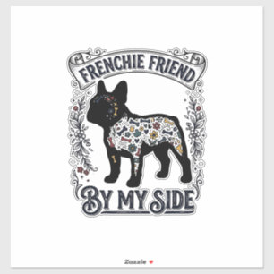Sticker Chemise Bouledogue Français Floral Vintage Amoureu