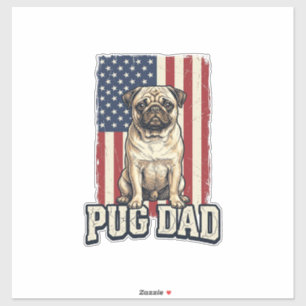 Sticker Chemise de chien à gravure vintage patriotique Pug