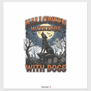 Sticker Chemise de chien Halloween Pup Cimetière Vintage