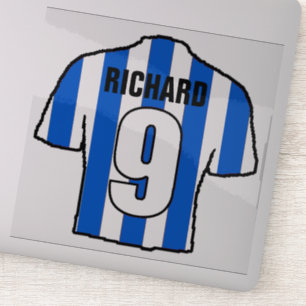 Sticker Chemise de football bleu et blanc à personnaliser.