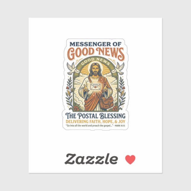 Sticker Chemise de livraison de facteur Jésus Foi basée su (Feuille)