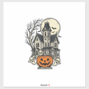 Sticker Chemise de Maison Hantée Gravure Vintage Halloween