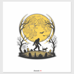Sticker Chemise Halloween Bigfoot Promenade de chien plein