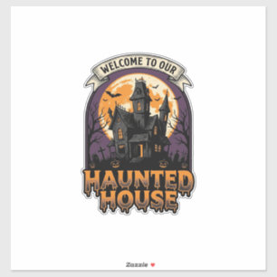 Sticker Chemise Maison Hantée Vintage Halloween Bienvenue
