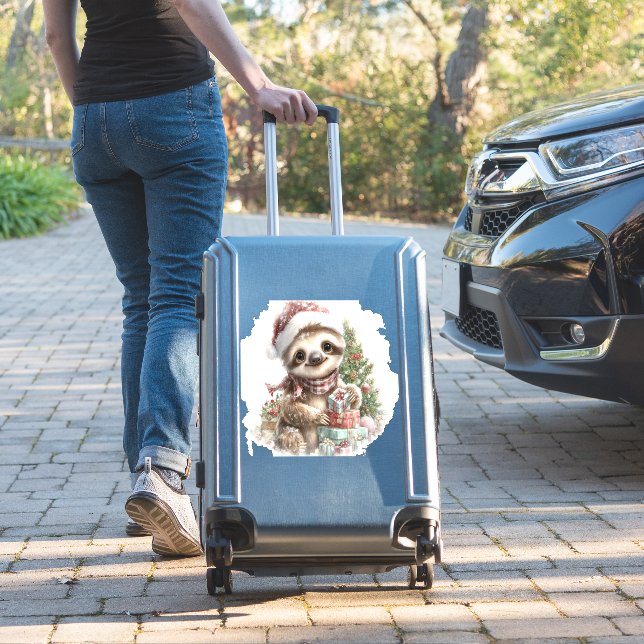 Sticker Chemise Sloth Christmas Santa Hat (Valise Insitu)