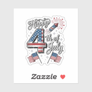 Sticker Chemise Vintage Happy 4 juillet Fête Patriotique F