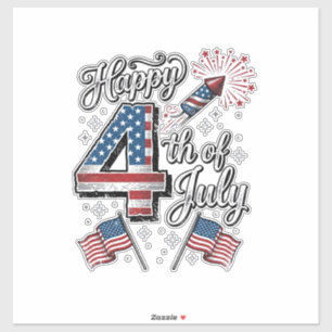 Sticker Chemise Vintage Happy 4 juillet Fête Patriotique F