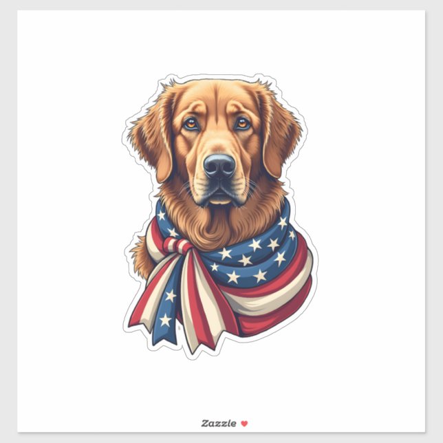 Sticker Chemise Vintage Old Glory Golden Retriever 2 (Feuille)