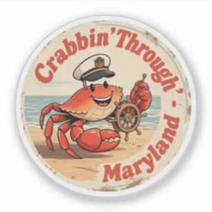 Sticker Chesapeake Charme_ Crabe du Maryland Capitaine Vin