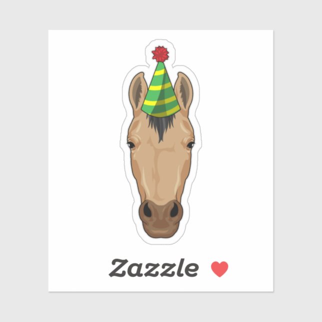Sticker Cheval avec casquette de fête (Feuille)
